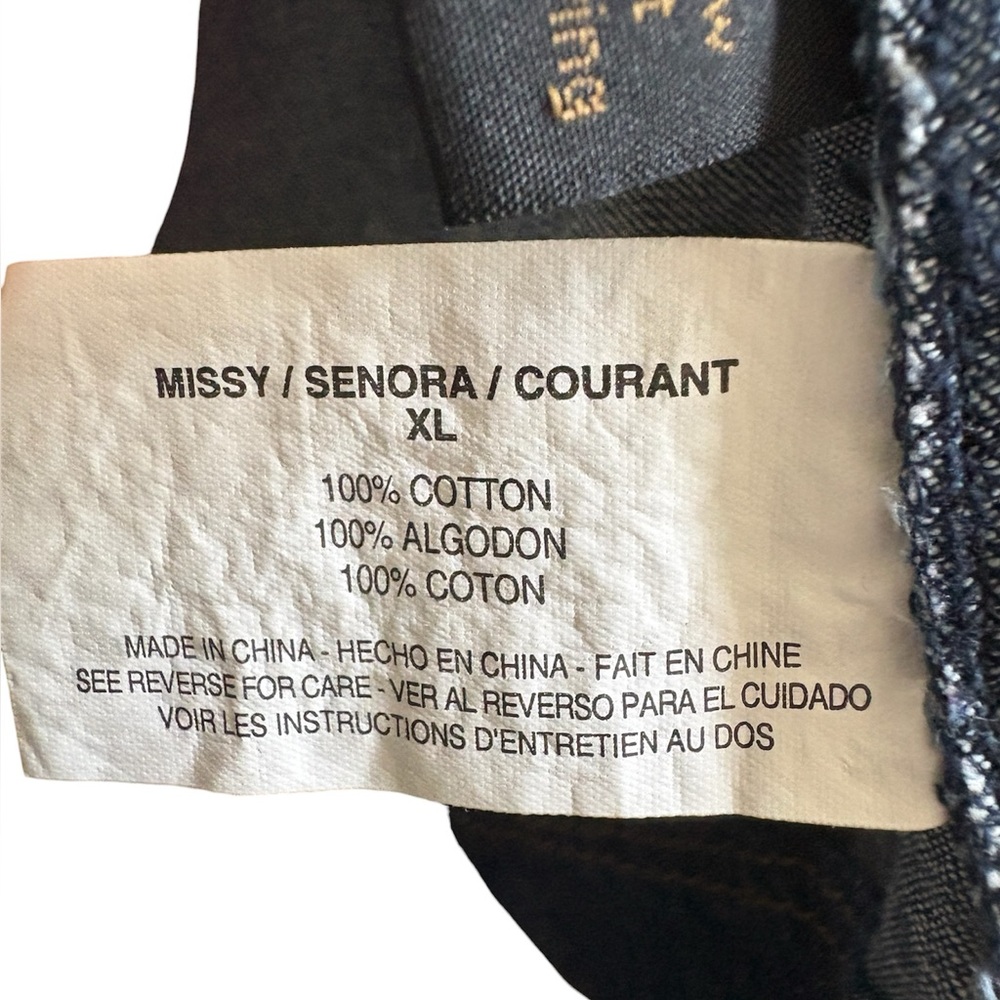 🦋NINE WEST Denim Chambray Cropped Swing Jacket w/ Short Sleeves, Sz L/XL - Picture 8 of 9